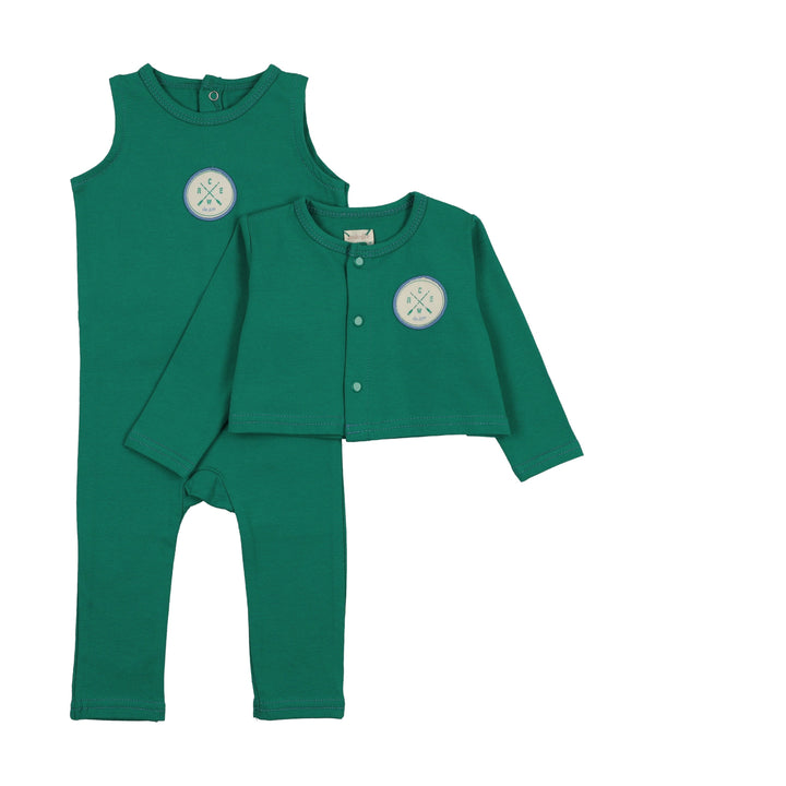 set outfit boating crew long romper and cardigan