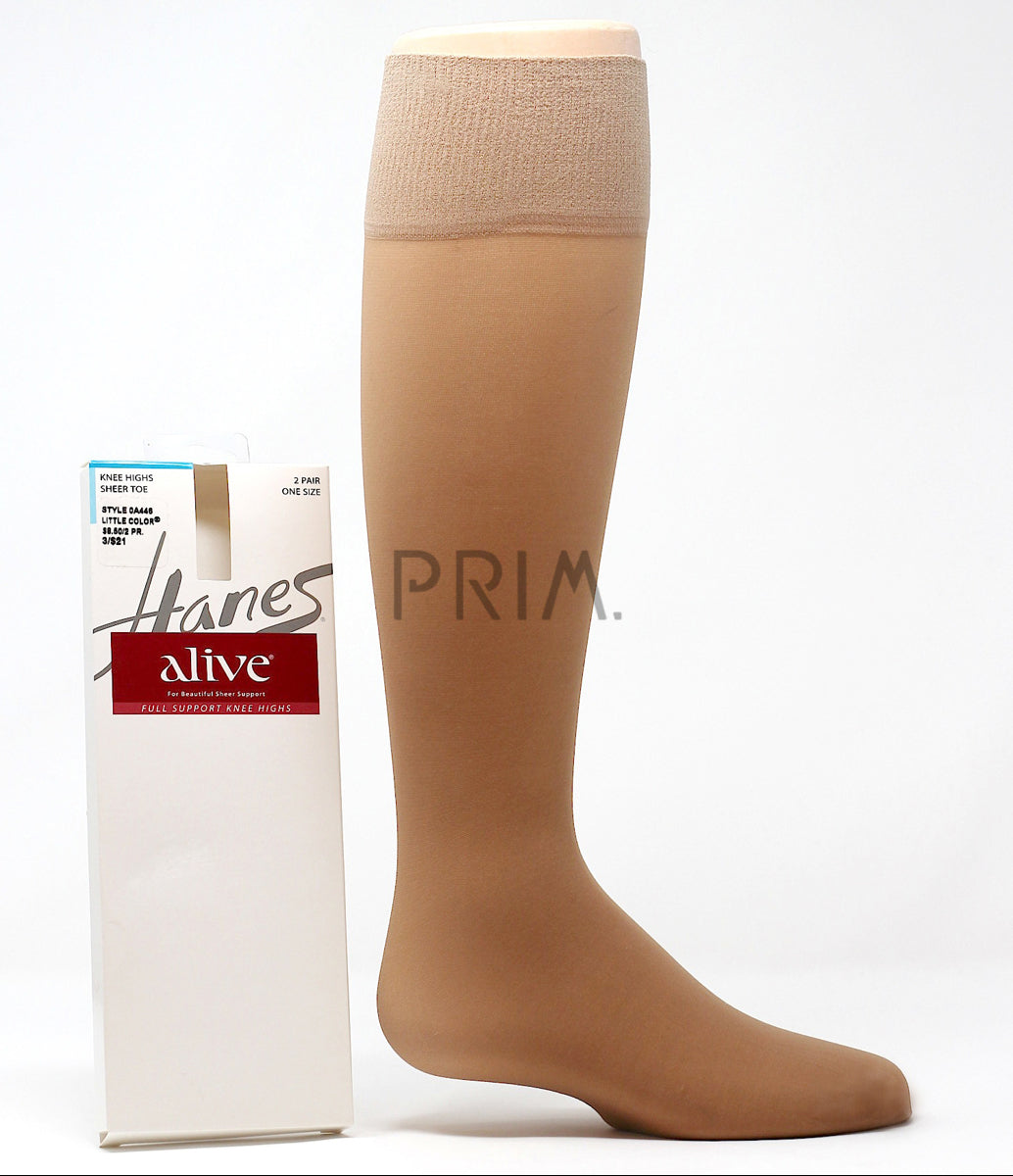 0A446 - Hanes Alive Full Support Sheer Knee Highs Style 2 pair pack