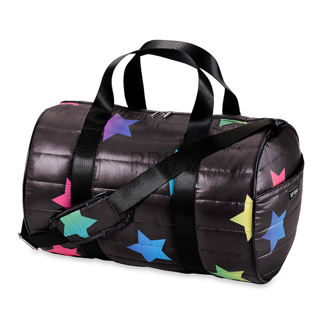 MULTI GLITTER STARS PUFFER DUFFLE