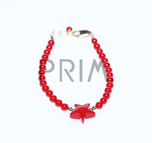 BRIGHT RED BEADS WITH STAR CENTER BRACELET
