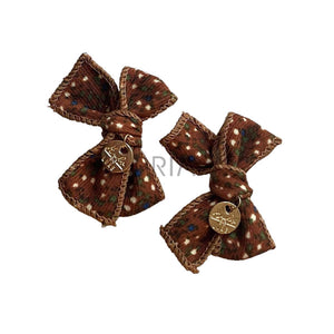 HALO ELSIE PRINTED CORDUROY DOUBLE BOW CLIP