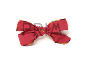 MULTI EDGE DENIM TIE BOW CLIP