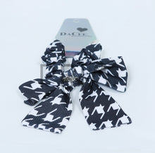 Load image into Gallery viewer, DACEE HOUNDSTOOTH BOW SCRUNCHY WITH TAILS
