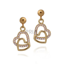Load image into Gallery viewer, CLEAR LINKED DOUBLE HEART PLAIN LOOP EARRING
