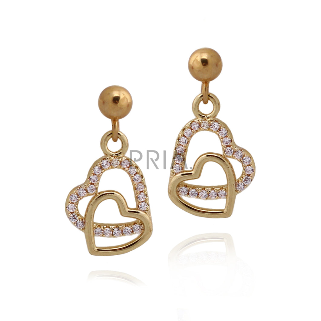 CLEAR LINKED DOUBLE HEART PLAIN LOOP EARRING