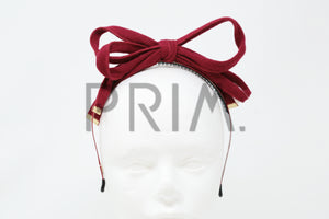 WOOL TIE BOW WITH GOLD TIPS HEADBAND