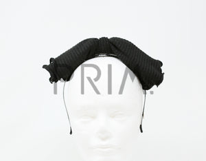 RIBBED KNIT ROLLED BOW WITH EDGING HEADBAND