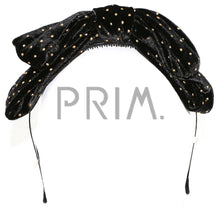 Load image into Gallery viewer, VELVET GOLD DOTS DOUBLE BOW HEADBAND
