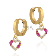 Load image into Gallery viewer, DOUBLE STONE OUTLINE CZ HEART EARRING
