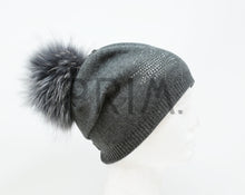 Load image into Gallery viewer, SLOUCH EMBELLISHED POM BEANIE

