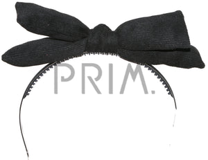 SUEDE RIBBED PUFFY BOW HEADBAND