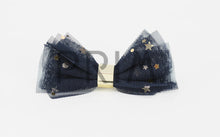 Load image into Gallery viewer, METALLIC STARS BOW WITH GOLD CENTER SMALL CLIP

