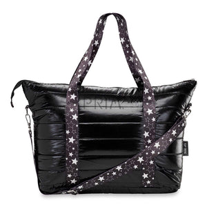 BLACK PUFFER TOTE W/ MIDNIGHT STRAP