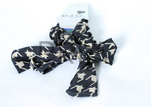 DACEE HOUNDSTOOTH BOW SCRUNCHY WITH TAILS