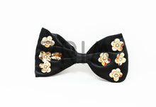 Load image into Gallery viewer, VELOUR BOW WITH METALLIC FLOWERS CLIP
