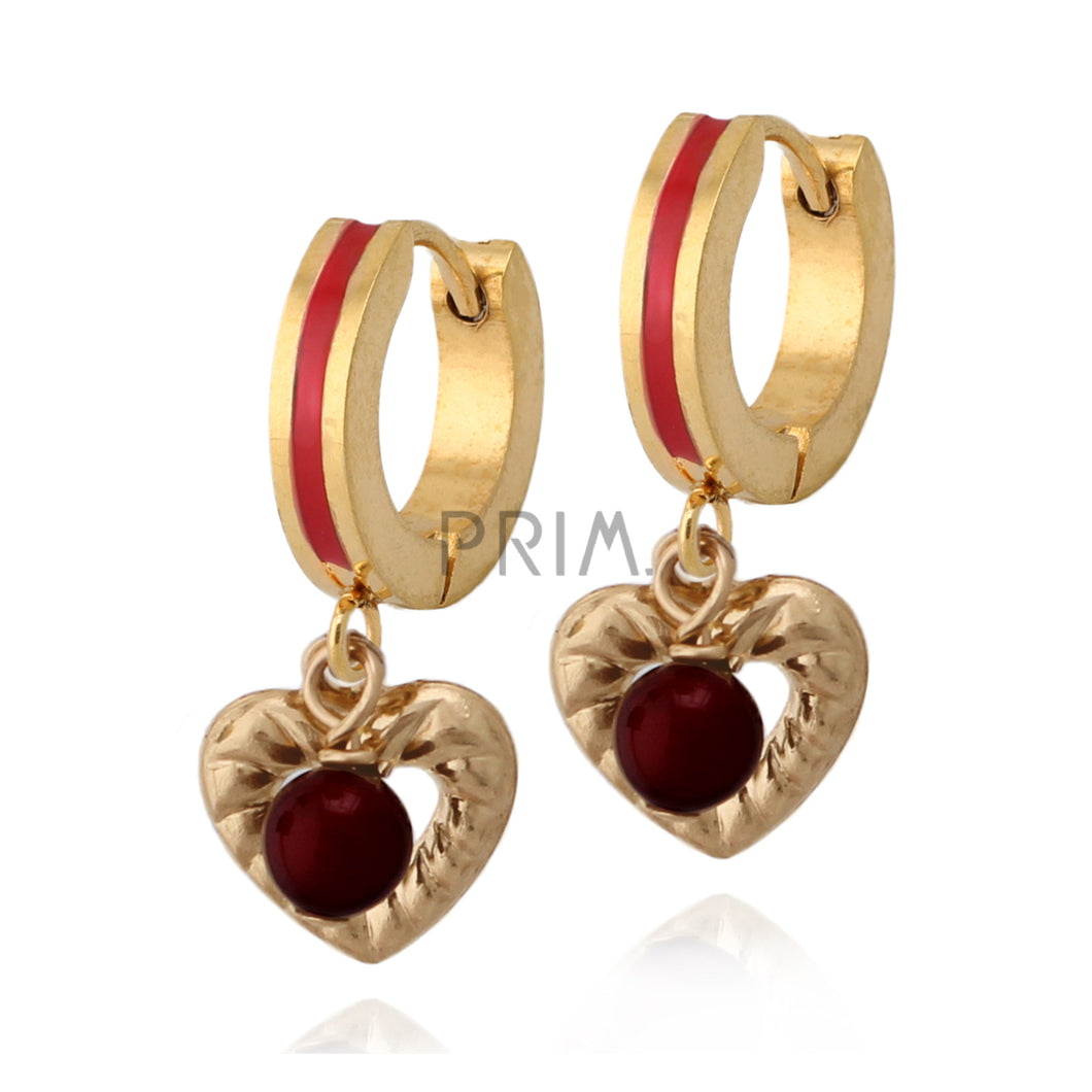 FLAT GOLD OPEN HEART PLAIN HUGGIE EARRING