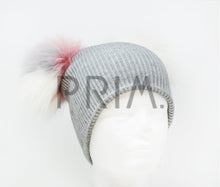 Load image into Gallery viewer, DOUBLE RACCOON FUR POM POM HAT
