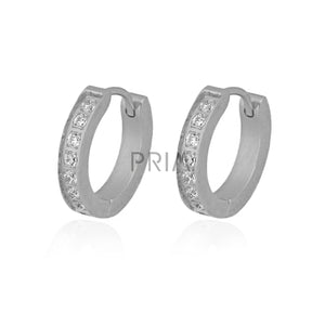 SILVER CZ HUGGIE EARRING