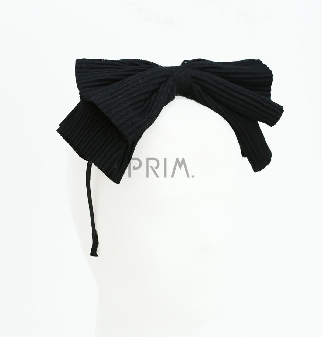 DACEE ACCORDION PLEATED KNIT BOW HEADBAND