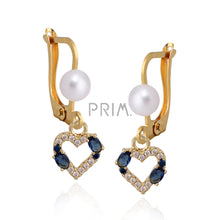 Load image into Gallery viewer, DOUBLE STONE OUTLINE CZ HEART EARRING
