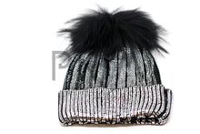 Load image into Gallery viewer, FOIL PRINT HAT WITH FUR POM POM
