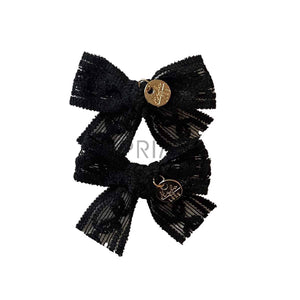 HALO ISLA LACE KNIT BOW DOUBLE CLIP