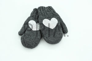 DACEE KNIT FOIL HEARTS MITTENS