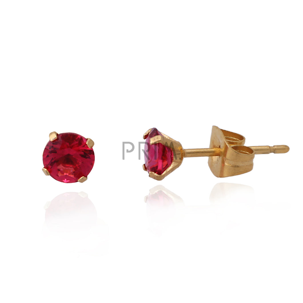 ROUND COLORED CZ STUD EARRING