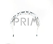 Load image into Gallery viewer, METALLIC TULLE RUFFLE WITH PEARLS HEADBAND
