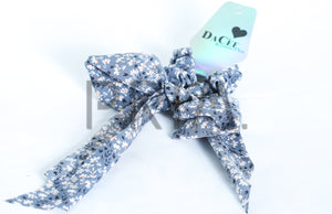 DACEE FLORAL PRINTED BOW SCRUNCHY WITH TAILS