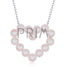 Load image into Gallery viewer, STERLING SILVER LARGE ROSE GOLD CZ HEART NECKLACE
