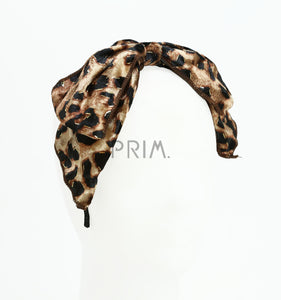 DACEE LEOPARD PRINT VELVET BOW HEADBAND