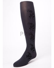 Load image into Gallery viewer, MEMOI FLOCKED SIDE FLORAL TIGHTS
