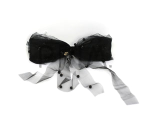 TULLE PEARL BOW LARGE CLIP