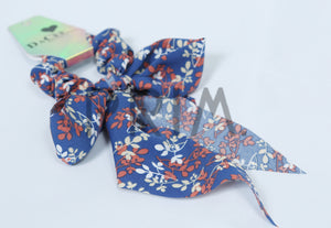 DACEE FLORAL PRINTED BOW SCRUNCHY WITH TAILS