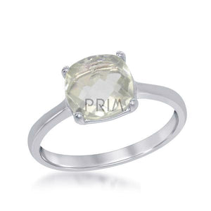 SS SQUARE GREEN AMETHYST RING