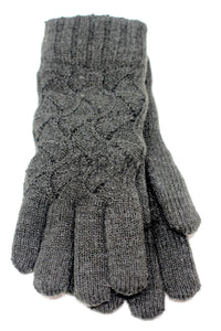 KNIT CABLE FUR LINED GLOVES