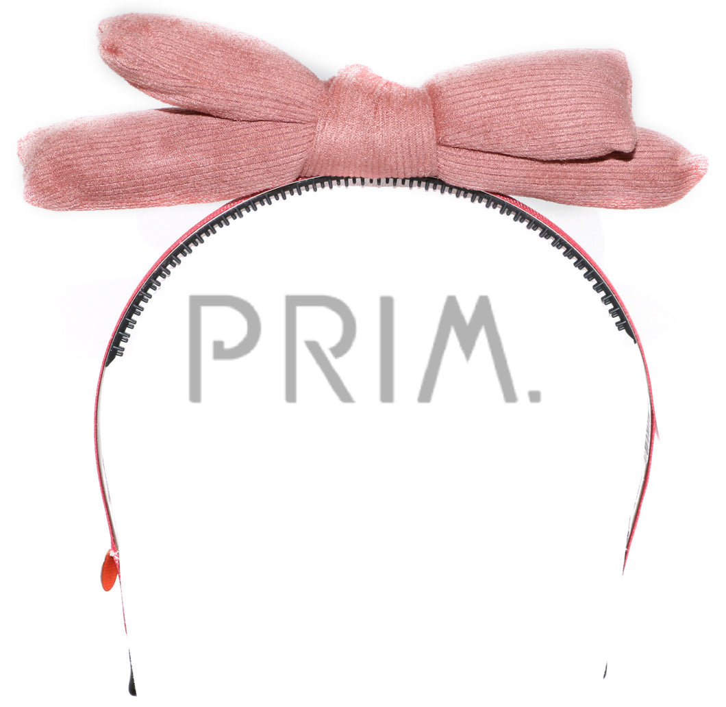 SUEDE RIBBED PUFFY BOW HEADBAND