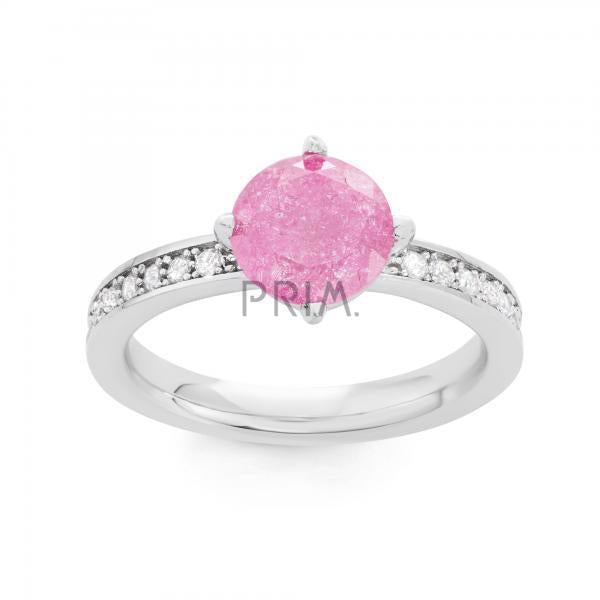 SS PINK ICE CENTER WITH CZ RING