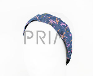 WIDE PAINT SPLASH DENIM HEADBAND