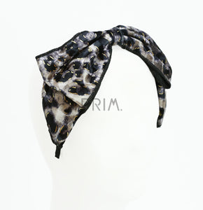 DACEE LEOPARD PRINT VELVET BOW HEADBAND