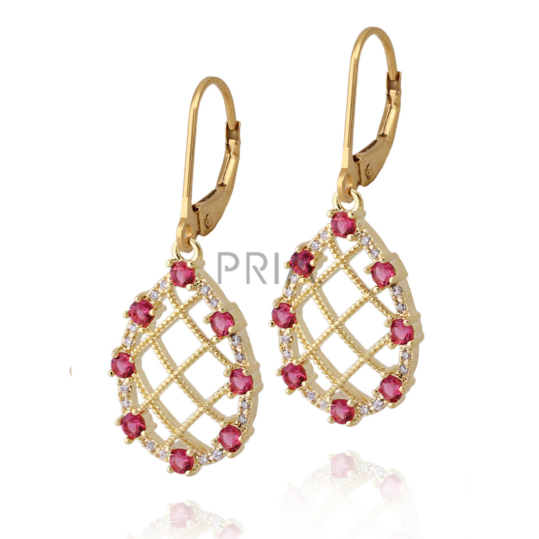 RAINBOW CIRCLE WIHT HEART PLAIN LOOP EARRING