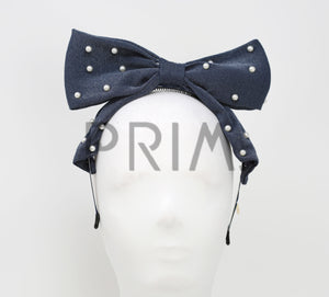 POP UP BOW WITH SCATTERED PEARLS HEADBAND