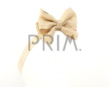 Load image into Gallery viewer, BURLAP STANDING BOW BABY HEADBAND
