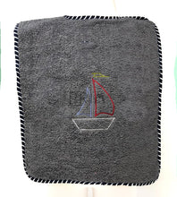 Load image into Gallery viewer, WATERPROOF BIB WITH VELCRO SAILBOAT DESIGN
