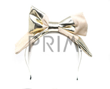 Load image into Gallery viewer, METALLIC LEATHER POPUP BOW HEADBAND
