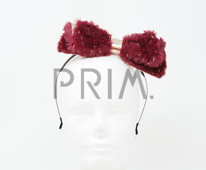 FUR WITH GOLD SPECS BOW HEADBAND