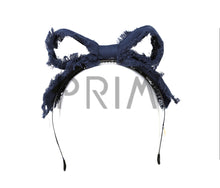 Load image into Gallery viewer, DENIM BOW WITH FRINGES EDGES HEADBAND
