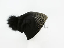 Load image into Gallery viewer, GOLD STROKE POM POM HAT
