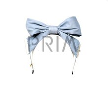 Load image into Gallery viewer, DENIM BOW WITH GOLD TIPS HEADBAND
